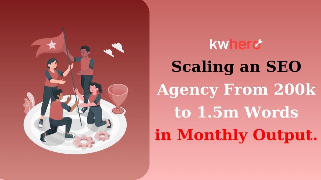 A case study about how an SEO agency was able to scale their content output from 200k words to 1.5 million words per month with KWHero.