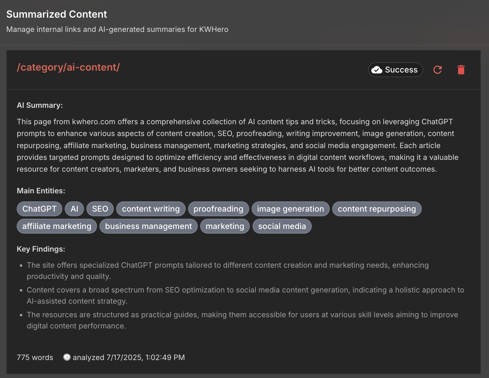 KWHero Internal Links